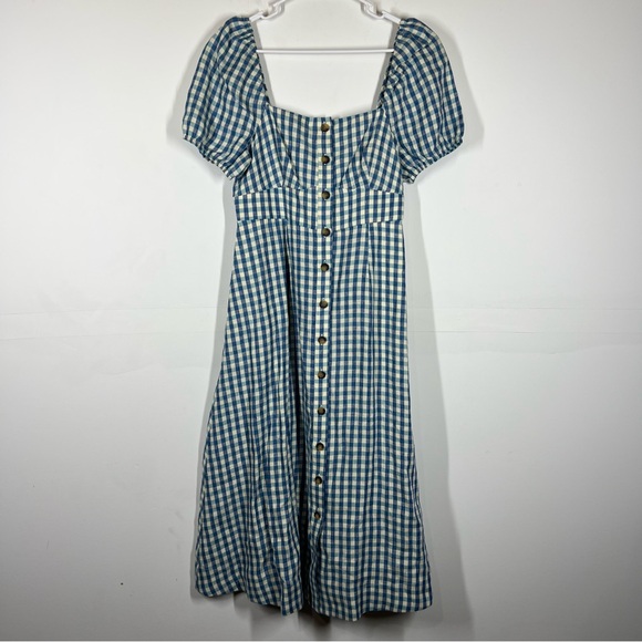 Boden Square Neck 100% Linen Midi Dress Size US 8 - Picture 3 of 11
